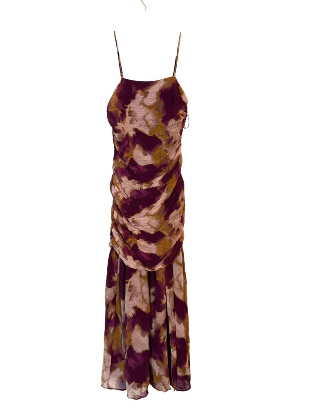 NWT Chelsea28 Abstract Print Removable Strap Ruched Maxi Dress S